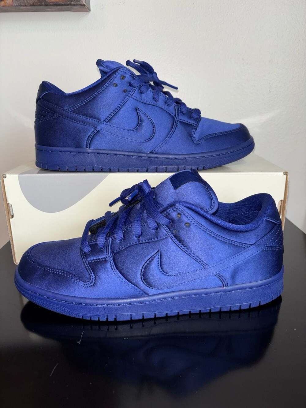 Nike SB Dunk Low x NBA Deep Royal Blue Satin. Size 9 men’s. LIKE NEW